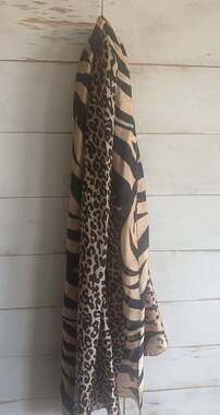 100% Silk Animal Print Scarf Zebra and Leopard Pattern